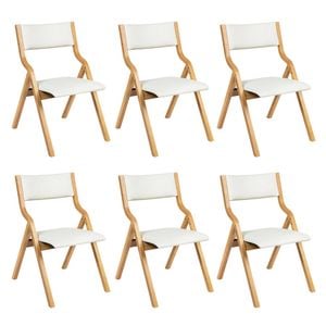 Levede 6pcs PU Upholstery Dining Chairs Solid Wood - Beige