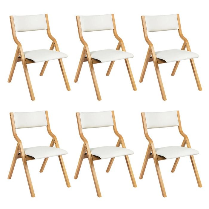 Levede 6pcs PU Upholstery Dining Chairs Solid Wood - Beige