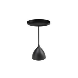Seek and Ramble Harrison Round 40cm Side Table Black Metal Tray Top & Pedestal Base