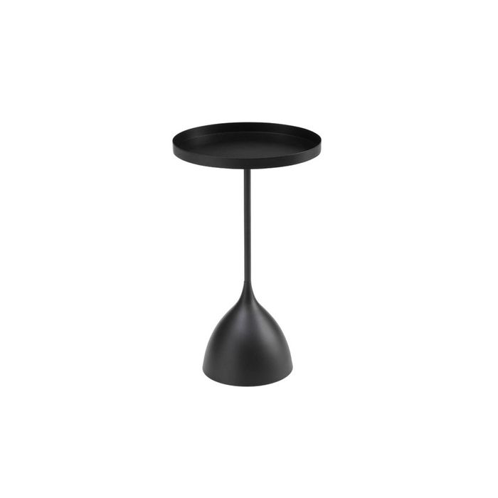 Seek and Ramble Harrison Round 40cm Side Table Black Metal Tray Top & Pedestal Base