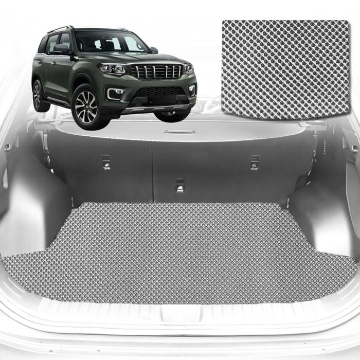 6D Diamond Car Boot Mat for Mahindra Scorpio (Z101)2022-Current-Cargo Mat-Grey-Outback GT