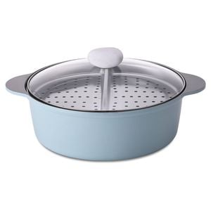 Neoflam Divided 30cm Casserole 5.8l Induction With Divided Steamer Blue