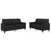 vidaXL Sofa Set with Cushions 2-Seater Sofa Couch 2 Piece Black Faux Leather