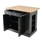Costway Kitchen Island Table 2-Door Storage Cabinet Wood Countertop Black