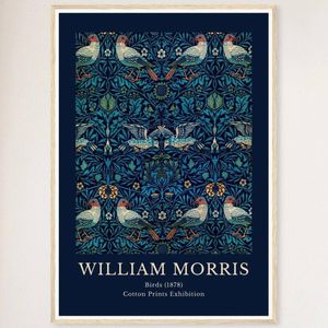 Galrie William Morris Birds Print Exquisite Cotton Exhibition Artwork (1878) Home Decor, Wood Frame, A4 21 x 30cm (8 x 12inch)
