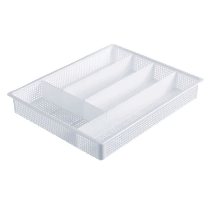 Icon Plastics 5 Compartment White Cutlery Tray