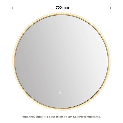 Viviendo 70cm Round LED Wall Mirror Anti-fog Vanity Bathroom Mirrors ...