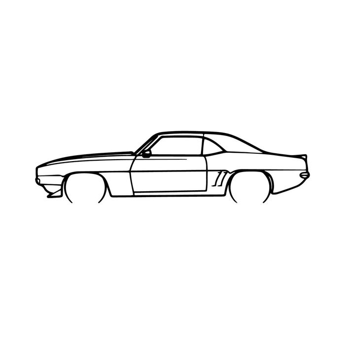 Ignite Laser Chevrolet 1969 Camaro Ss Silhouette Metal Wall Art Coated Black 47inch/120cm
