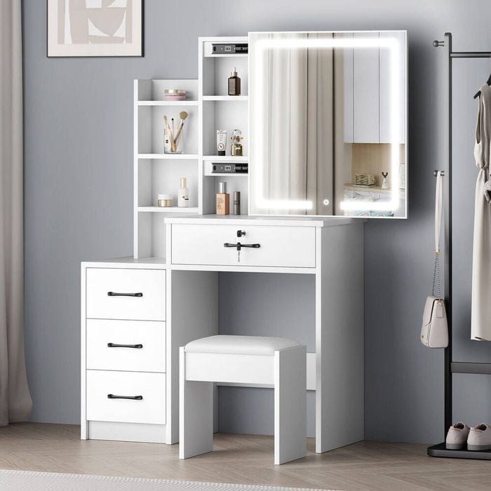 Alfordson Dressing Table Stool Set White