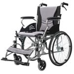 EQUIPMED Folding Aluminium Wheelchair, 20 Inch Wheels, Park Brakes, 100kg Capacity, Grey/Black