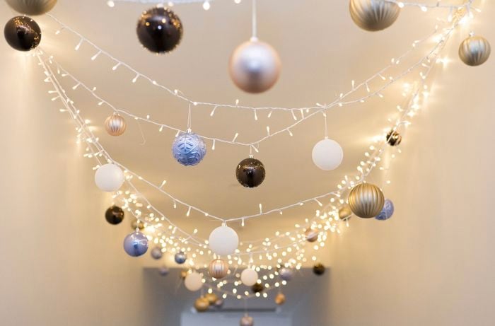 String of fairy lights hanging from the ceiling