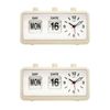 2PK Leni 11x20cm Flipper Table Alarm Clock With Manual Flip Day And Date Cream