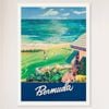 Galrie Bermuda Vintage Travel Poster Art Captivating Island Escape with Vibrant Colors, White Frame, A3 30 x 42cm (12 x 16inch)