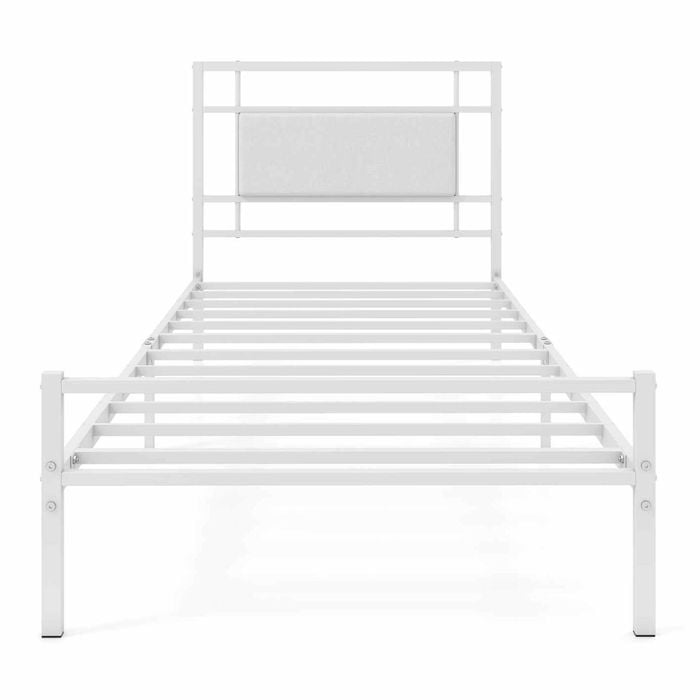 Costway Single Bed Frame Platform Upholstered Headboard Metal