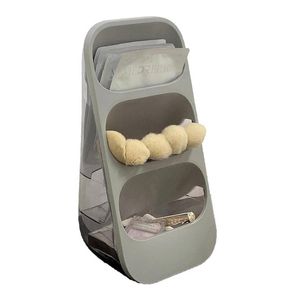 Catzon Utensil Storage Rack with Draining Hole for Makeup Desk Supplies-Grey