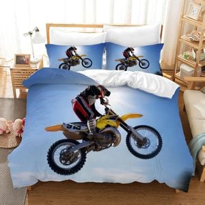 3D Motocross Blue Sky Quilt Cover Set Bedding Set Pillowcases 181