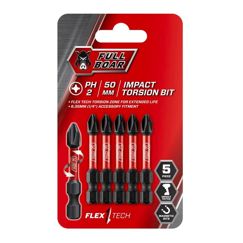 PH2 x 50mm Impact Torsion Bit - 5 Pack