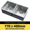 Kartrite 304 Stainless Steel Undermount Topmount Kitchen Laundry Sink - 770 x 450mm