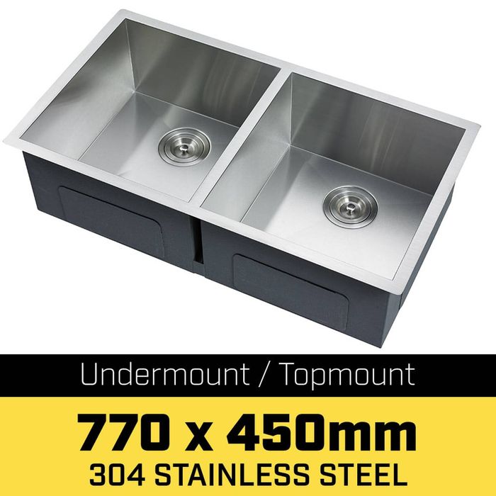 Kartrite 304 Stainless Steel Undermount Topmount Kitchen Laundry Sink - 770 x 450mm