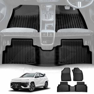 3D Floor Mats for Hyundai Kona 2023-Onwards Heavy Duty All Weather Car Mats Carpet Liner Set