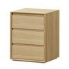 Oikiture Bedside Table 3 Drawers Nightstand Side Storage Handle-free Natural