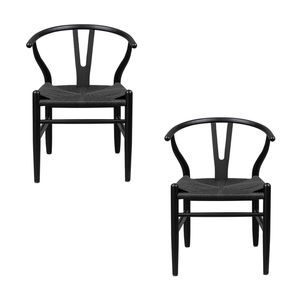 Ellen 2pc Set Wishbone Dining Chair Black