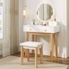 Costway 3-Color LED Lighted Makeup Dressing Table Vanity Set w/Mirror White