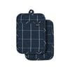 2pc Ladelle Eco Check Cotton Pot Holder Home Kitchen Cooking/Baking Set Navy