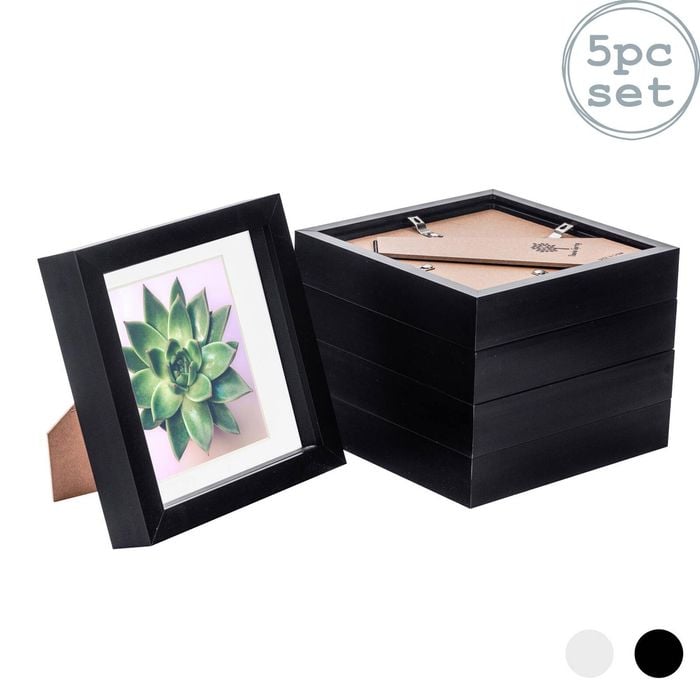 Nicola Spring 5 Piece 6 x 6 3D Shadow Box Photo Frame Set - Craft Display Picture Frame with 4 x 4 Mount - Black