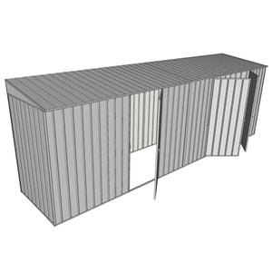 Build-A-Shed 1.2 x 6.0 x 2.0m Skillion Single with Double Hinged Side Doors Shed - Zinc