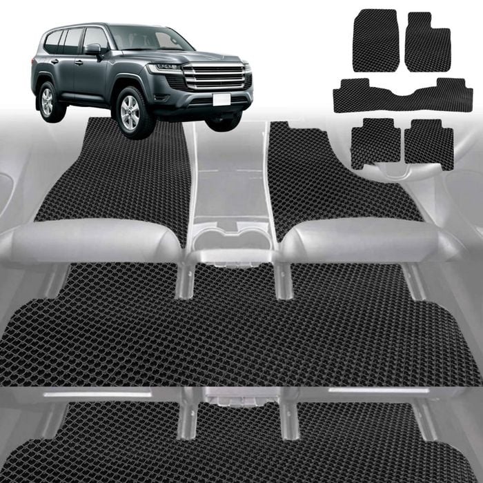 6D Diamond Car Floor Mats for Toyota LandCruiser 300 2021-Current-Ultimate Set-Black-Outback GT