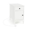 Costway End Table Narrow Nightstand Side Table w/USB Ports & Outlets - White