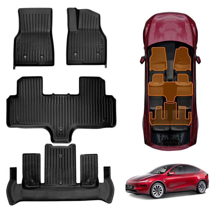 3D Floor Mats for Tesla Model Y L 6-Seat 2026-Onwards  Cargo Car Trunk Luggage Tray