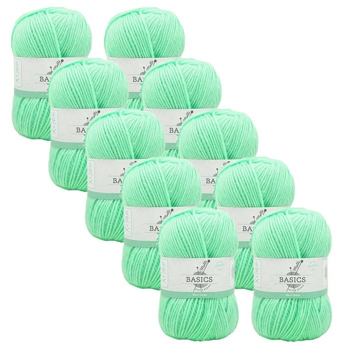 10x Malli Mint Green Blend Basic 100g Knitting/crochet Yarn Acrylic/poly