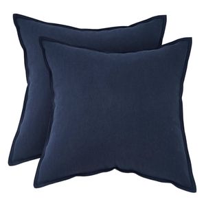 Gioia Casa Twin-pack Linen-cotton Blend European Pillowcases - Navy, 65cm × 65cm
