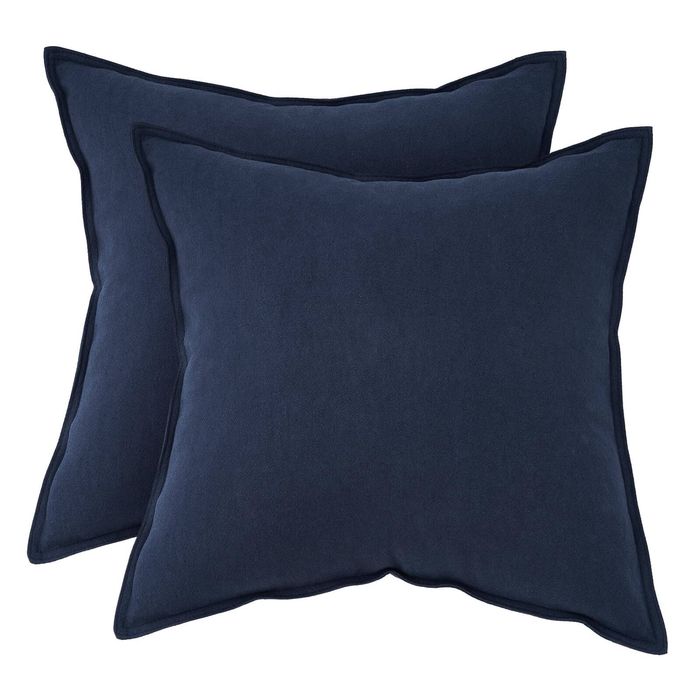 Gioia Casa Twin-pack Linen-cotton Blend European Pillowcases - Navy, 65cm × 65cm