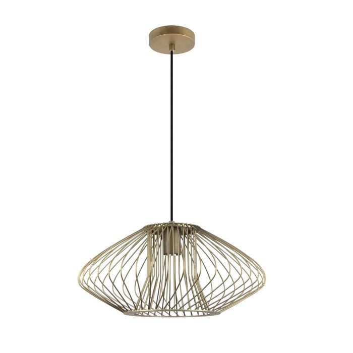Cla Lighting Parrilla Interior Oval Cage Iron Pendant Light Od440mm Imitation Antique Brass