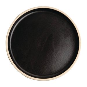Olympia Flat Round Plate Canvas Delhi Black 180mm Pack Of 6 Stoneware Tableware