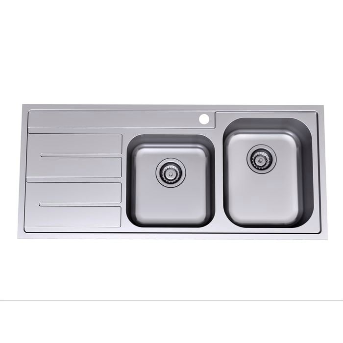 Clark Mantra 1.75 Right Hand Bowl Stainless Steel Sink 1TH With Board And Colander Set