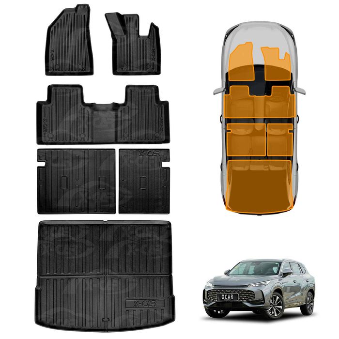Floor Mats Boot Liner Set For Mg Hs As33 Series 2024-onwards All Weather Heavy Duty Cargo Kick Mats Back Seat Protector Cover