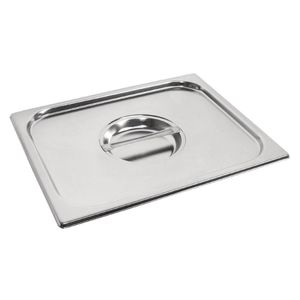 Vogue Heavy Duty Stainless Steel 1/2 Gastronorm Lid for Storing Cooking and Reheating