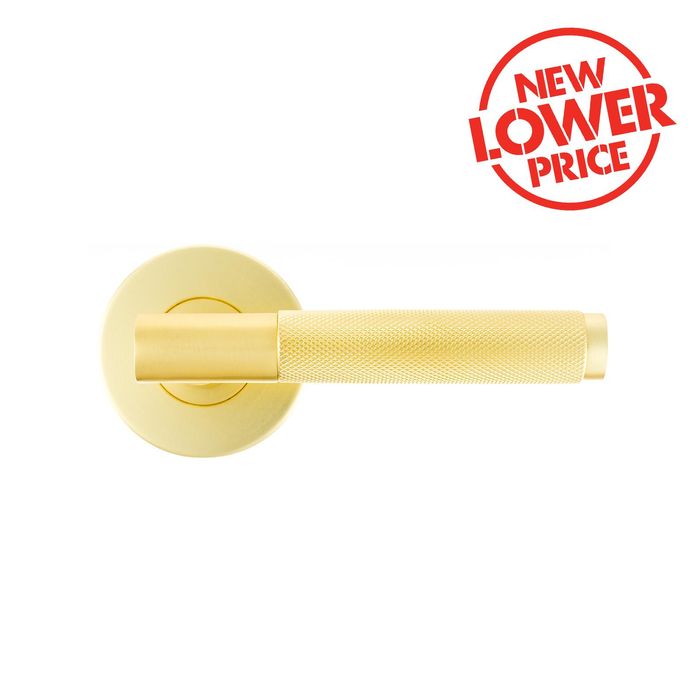 Ikonic Brushed Brass Knurled Dummy Lever Set