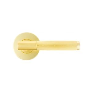 Ikonic Brushed Brass Knurled Dummy Lever Set