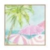 Artey | Summer Pink Umberllas II - Framed Canvas - Natural Frame - 100 x 100cm