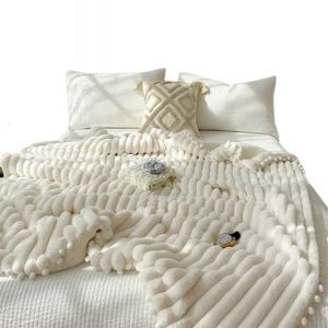 Anycozy Cream White Faux Rabbit Fur Winter Blanket 120x150cm