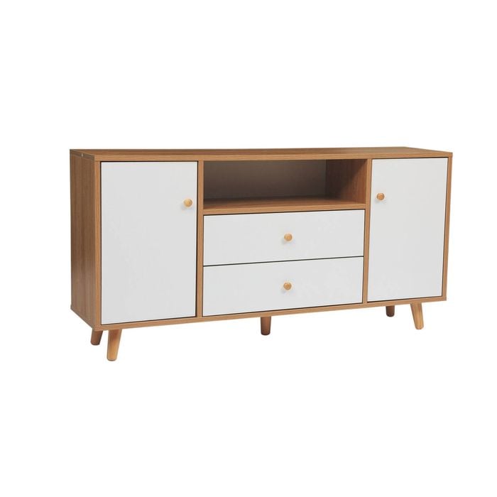 Foret 120cm Tv Cabinet Stand 2 Drawers Shelf Entertainment Unit Wooden Storage