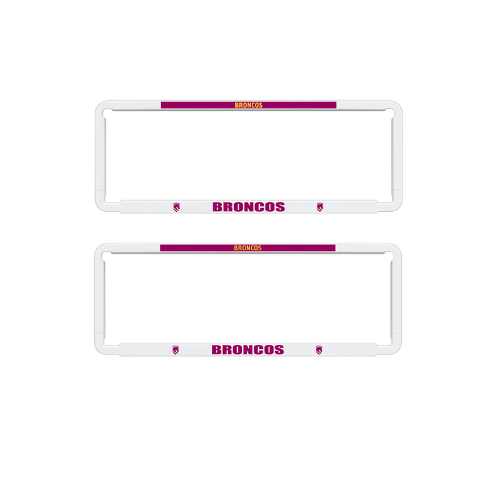 2x OFFICIAL NRL Brisbane Broncos Car Number Plate Frame Cover Surround NEW Logo