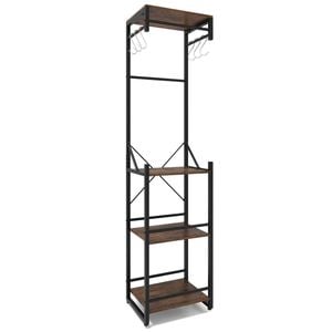 Costway Coat Rack Clothes Stand Slim Hall Tree Shoe Rack Shelf W/hook Rod