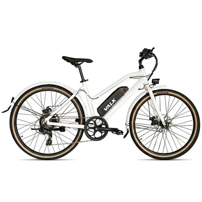 Valk Vista Step Through Commuter Electric Bike, Medium Frame Ebike, Shimano 7-speed, Disc Brakes, Kenda Tyres, White