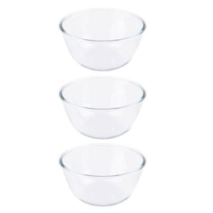 3PK Daily Bake Borosilicate Glass Mixing Bowl 19cm/1.5L - Clear